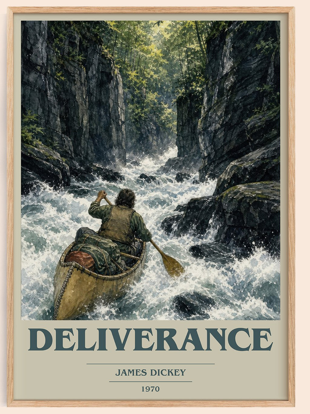 Deliverance book cover book poster by James Dickey – framed literary art print
