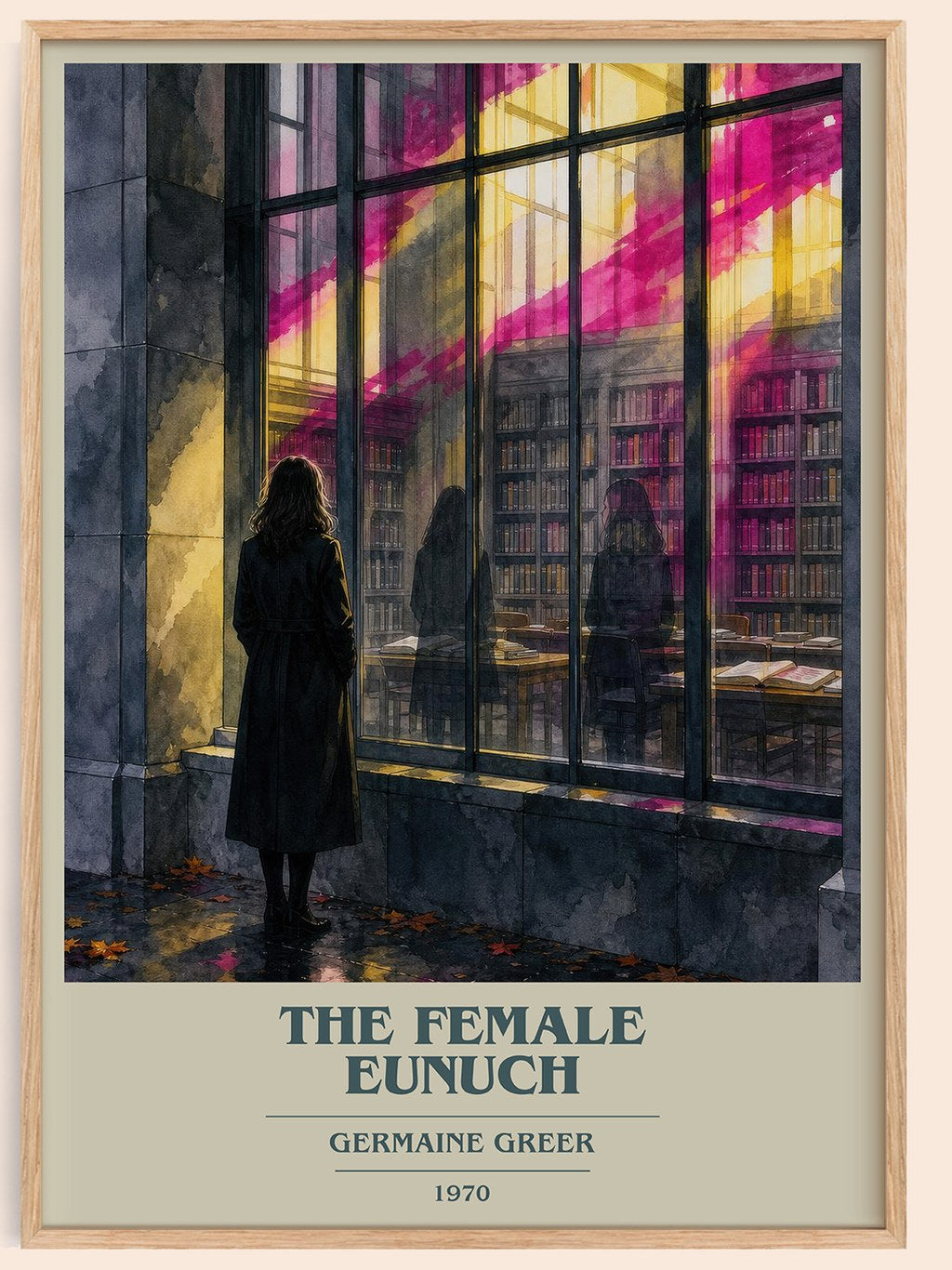 The Female Eunuch book cover book poster by Germaine Greer – framed literary art print