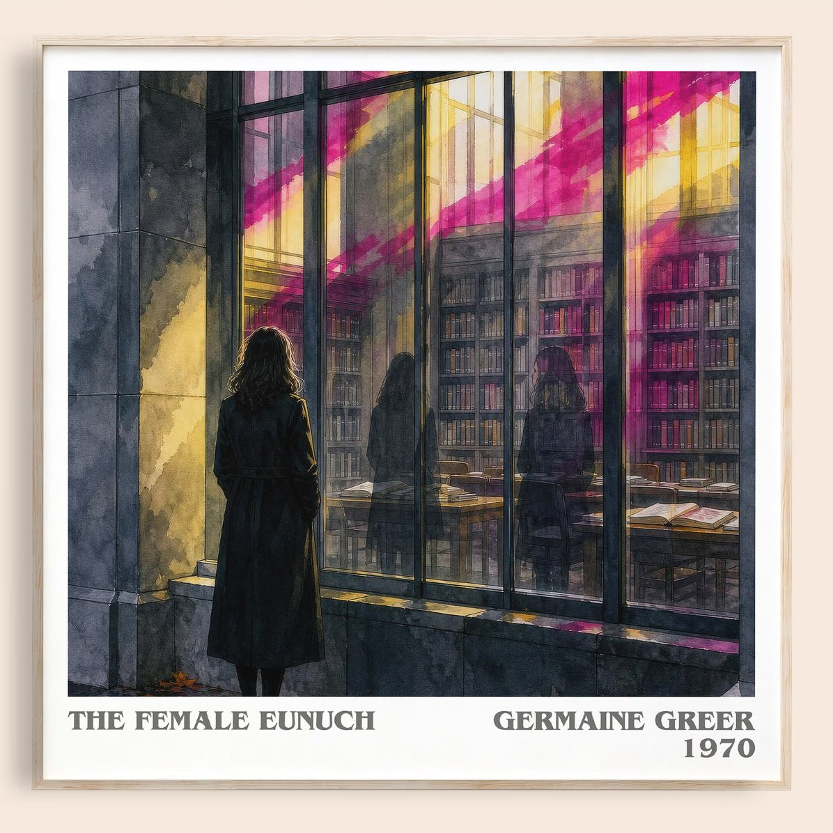 The Female Eunuch literary book poster by Germaine Greer – framed literary art print