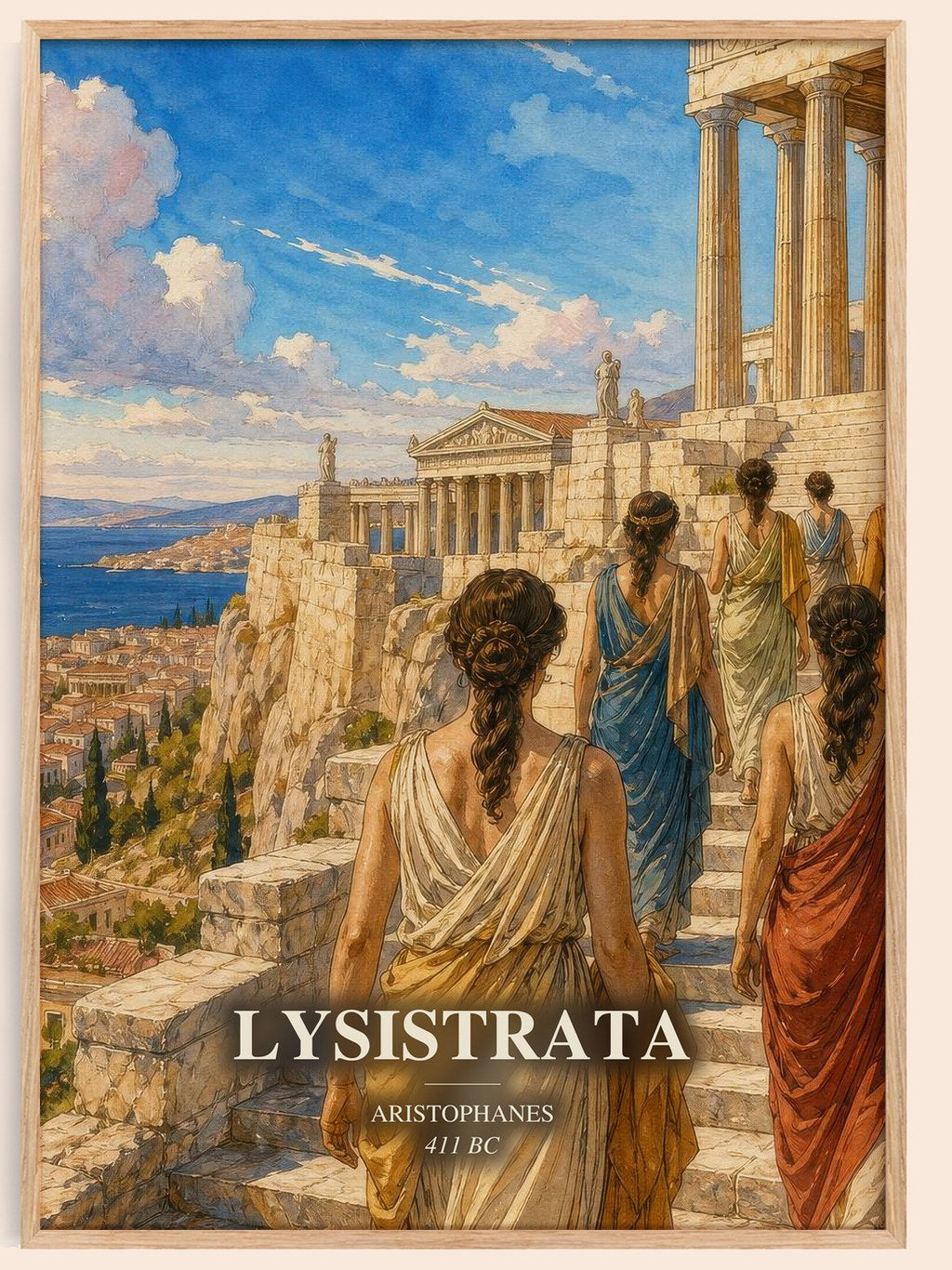 Lysistrata watercolour book poster by Aristophanes – framed literary art print