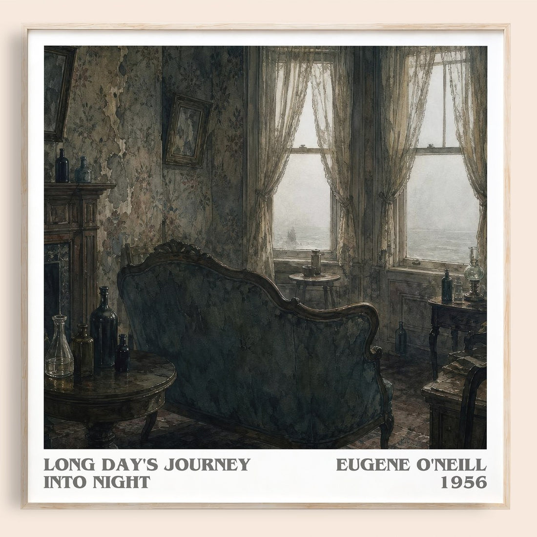 Long Day's Journey Into Night literary book poster by Eugene O'Neill – framed literary art print