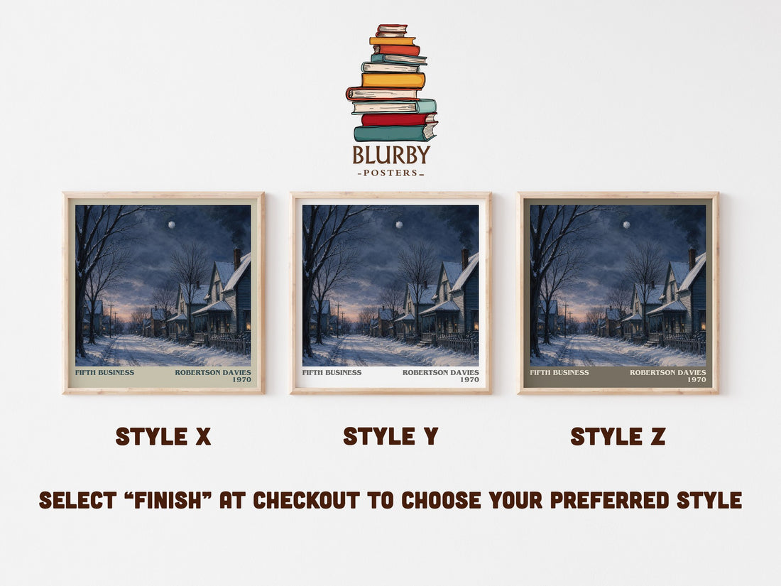Fifth Business literary print in frame leaning in hallway – literary fiction wall art (mockup)