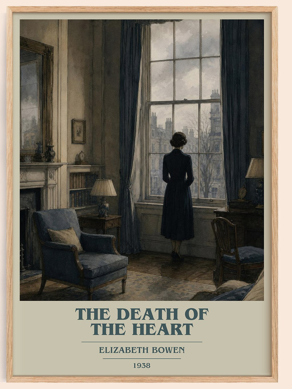 The Death of the Heart book cover book poster by Elizabeth Bowen – framed literary art print