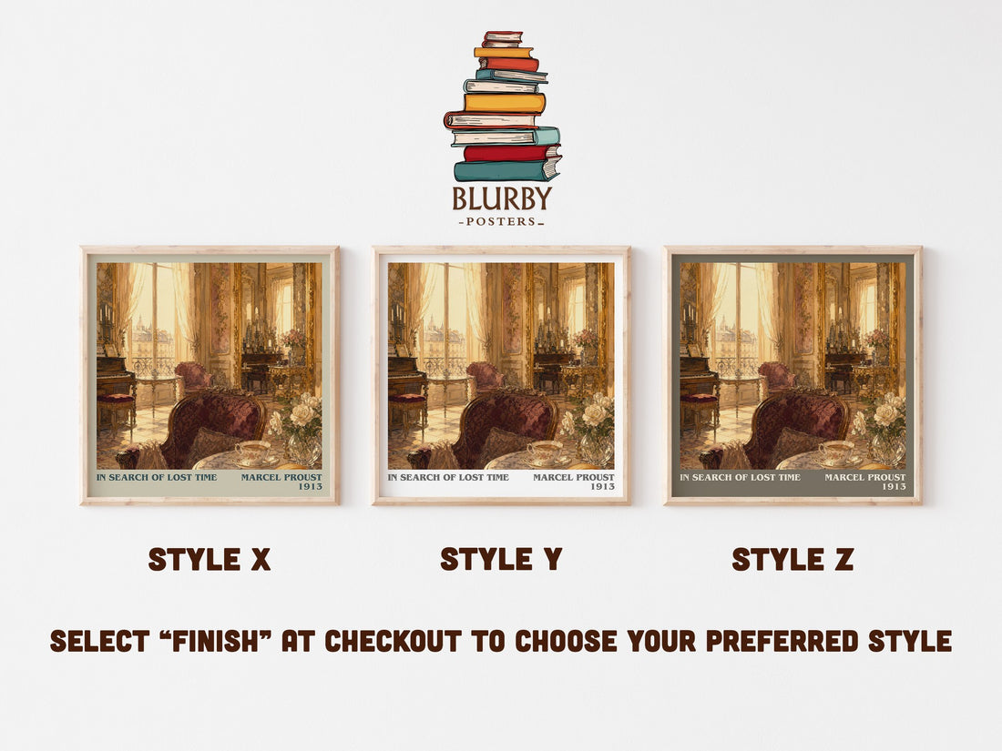 In Search of Lost Time literary print in frame leaning in hallway – literary fiction wall art (mockup)