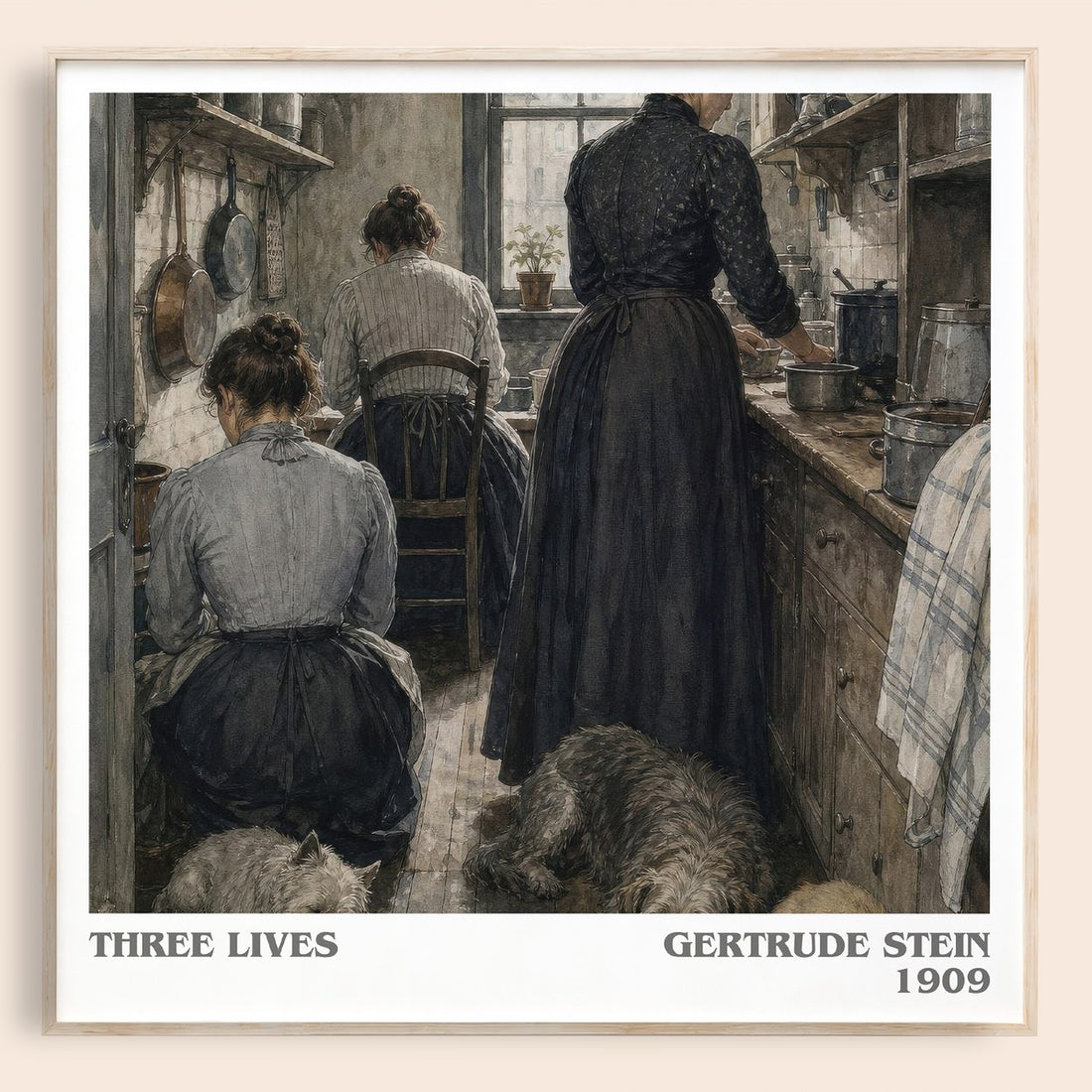 Three Lives literary book poster by Gertrude Stein – framed literary art print