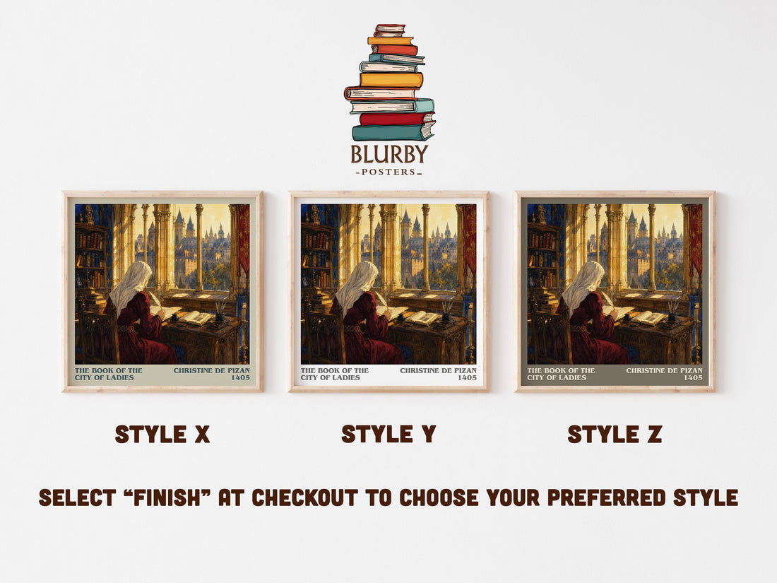 The Book of the City of Ladies literary print in frame leaning in hallway – philosophy wall art
