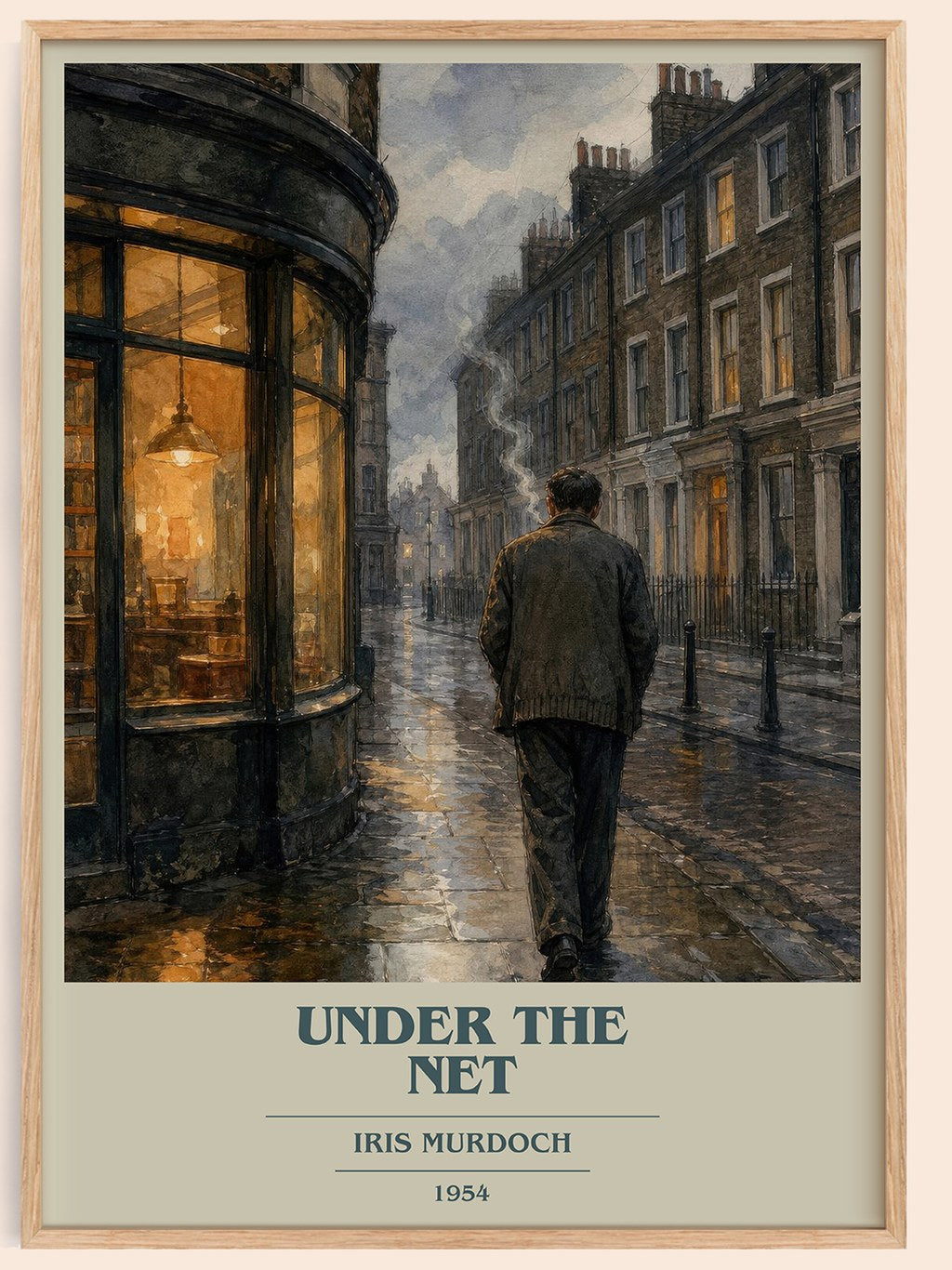 Under the Net book cover book poster by Iris Murdoch – framed literary art print