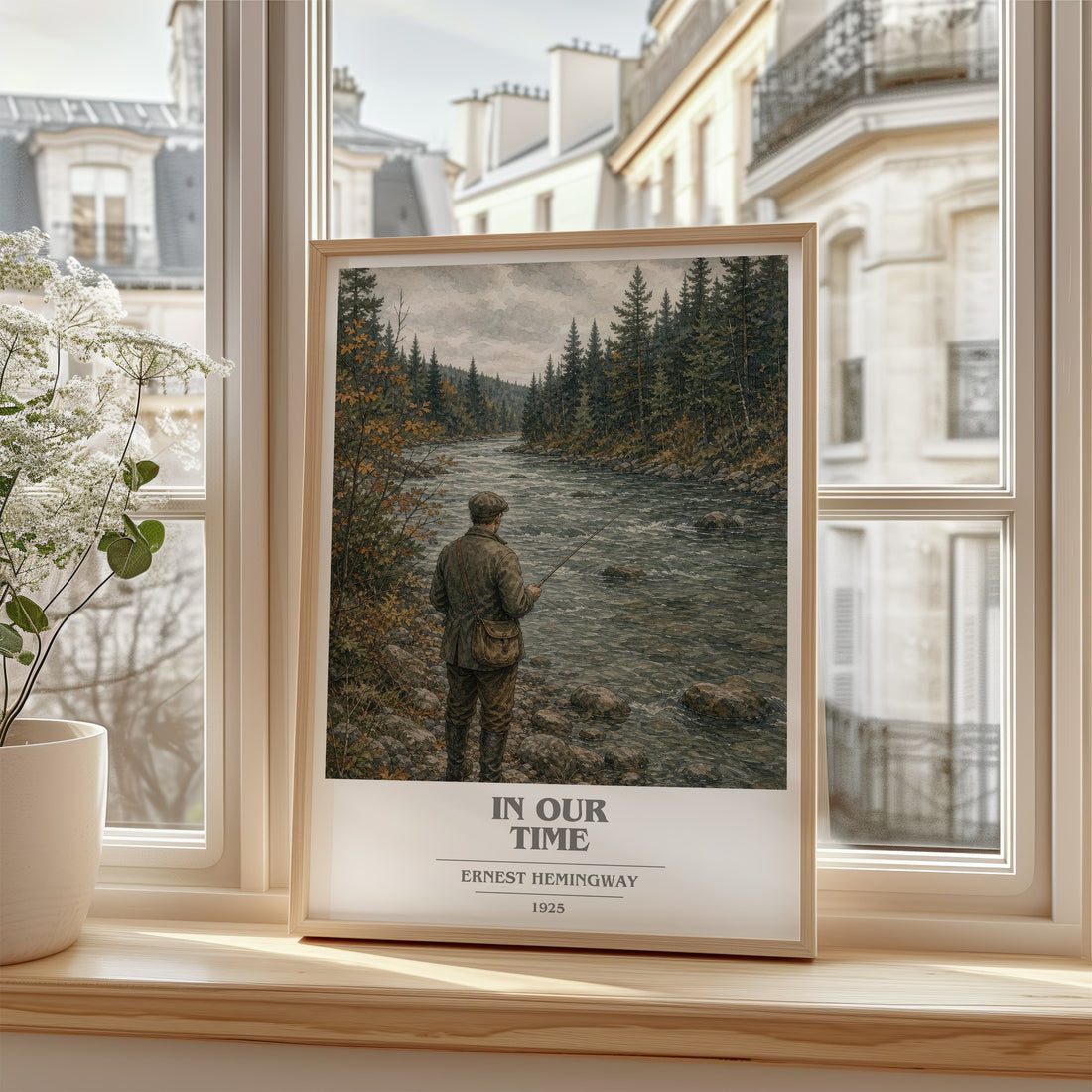 In Our Time book cover poster colour and style options – Ernest Hemingway book art (mockup)