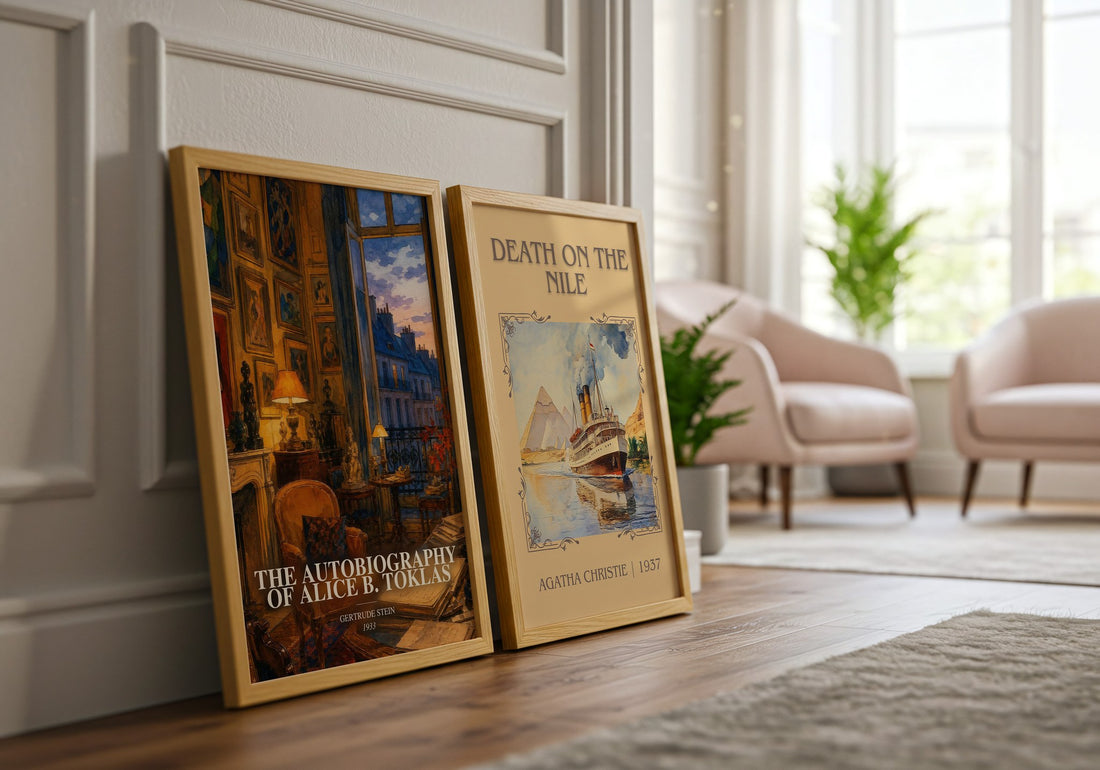 The Autobiography of Alice B. Toklas watercolour print framed by window – literary home decor