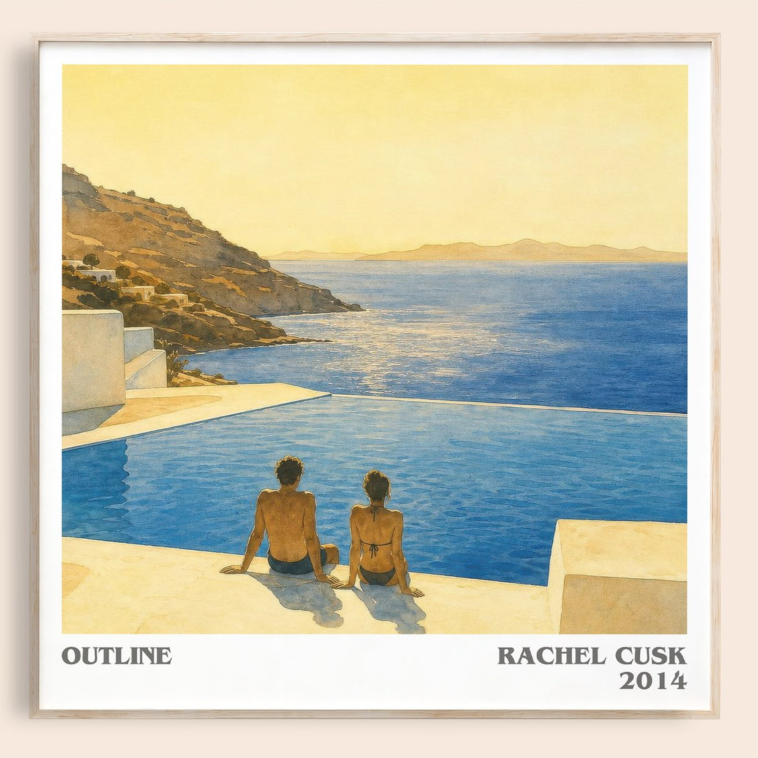 Outline literary book poster by Rachel Cusk – framed literary art print