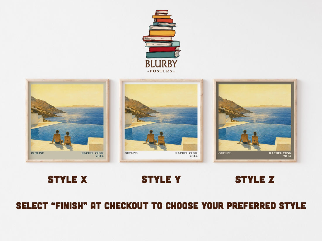 Outline literary print in frame leaning in hallway – literary fiction wall art (mockup)