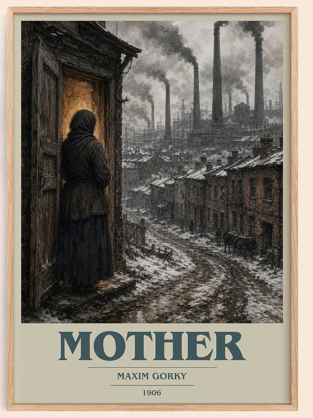 Mother book cover book poster by Maxim Gorky – framed literary art print