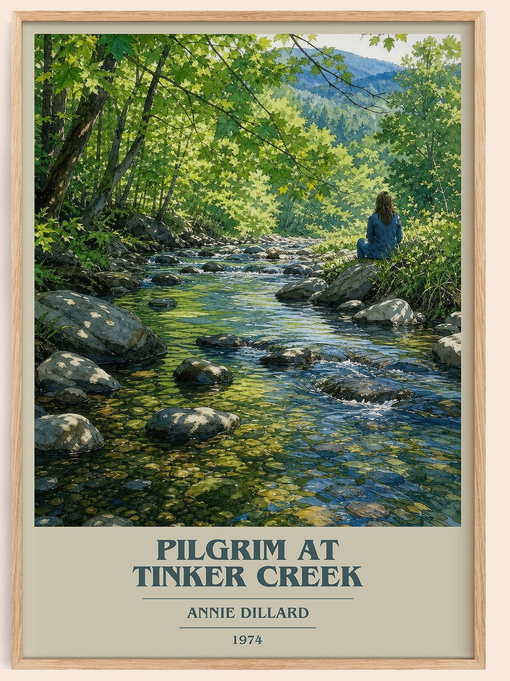 Pilgrim at Tinker Creek book cover book poster by Annie Dillard – framed literary art print