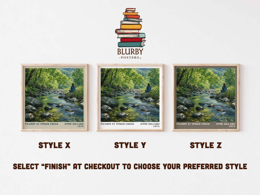 Pilgrim at Tinker Creek literary print in frame leaning in hallway – non fiction wall art (mockup)