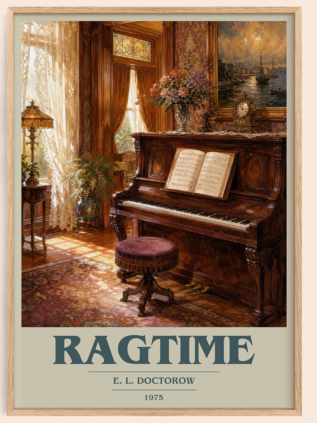 Ragtime book cover book poster by E. L. Doctorow – framed literary art print