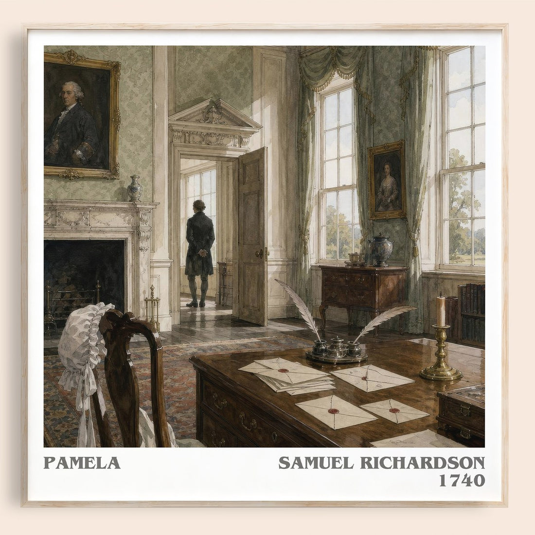 Pamela literary book poster by Samuel Richardson – framed literary art print