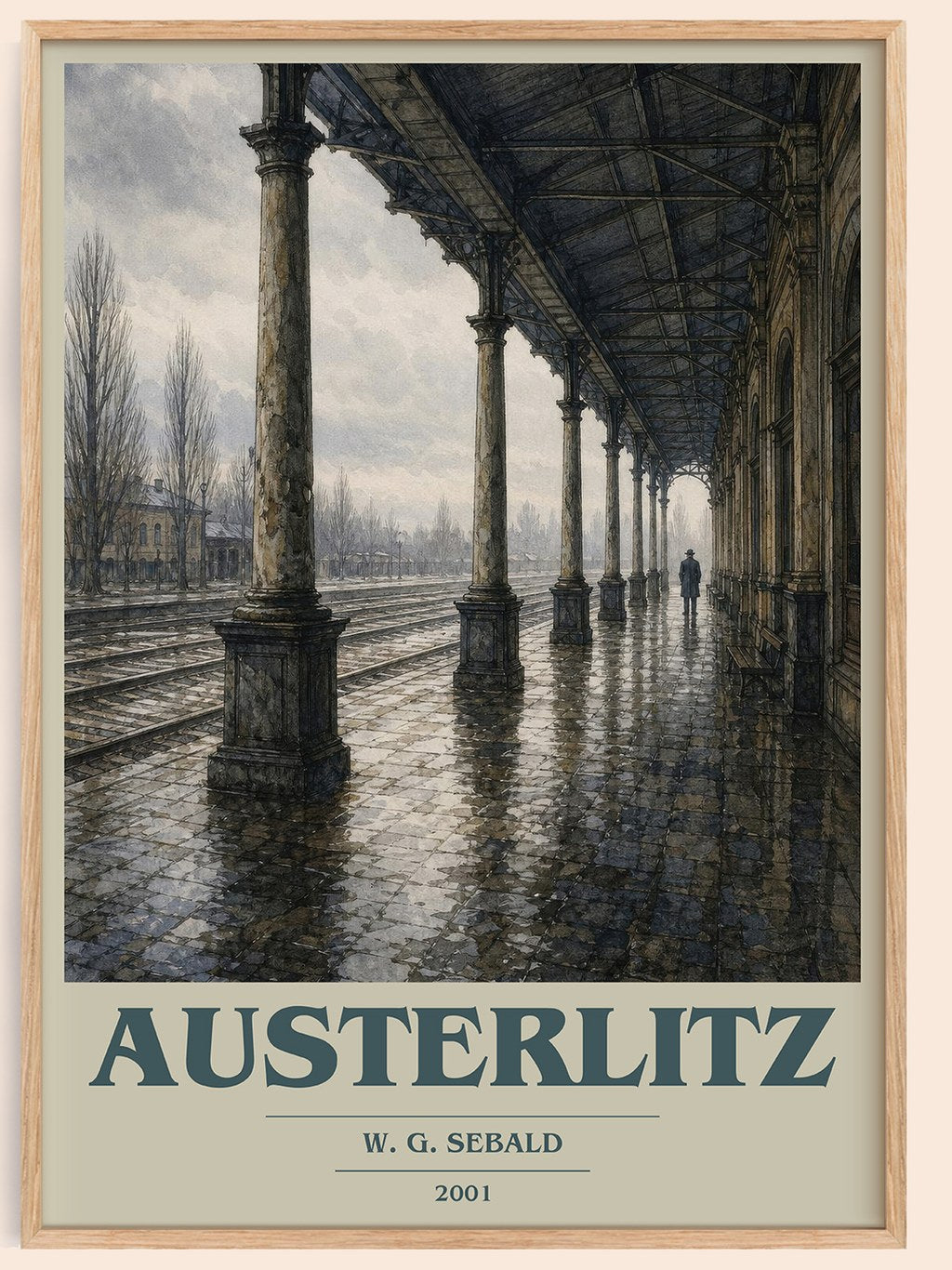 Austerlitz book cover book poster by W. G. Sebald – framed literary art print