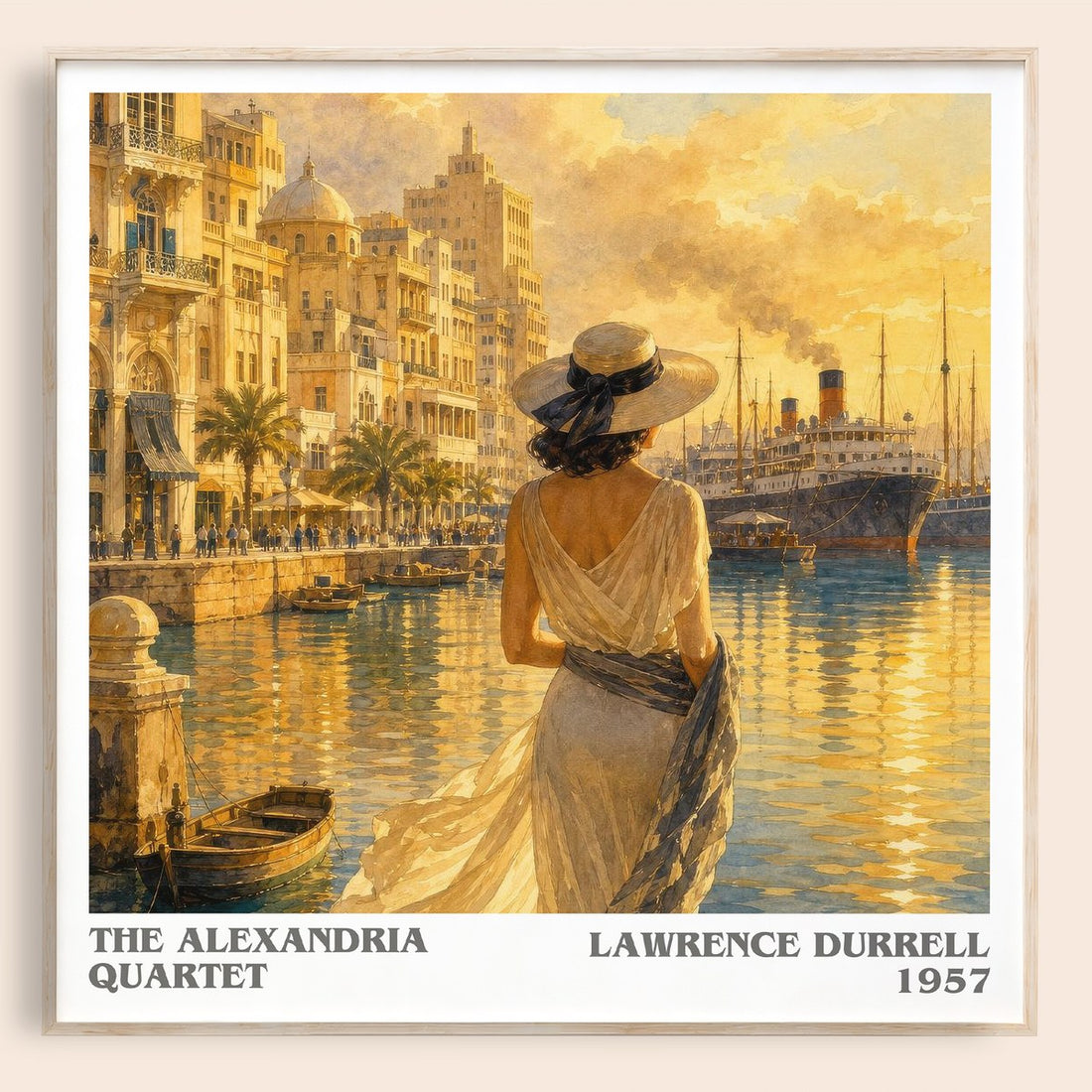 The Alexandria Quartet literary book poster by Lawrence Durrell – framed literary art print