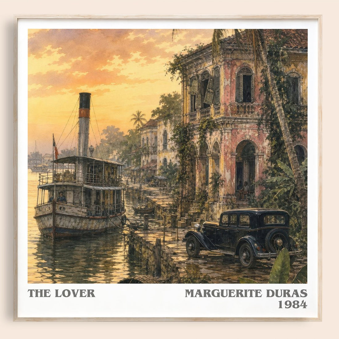 The Lover literary book poster by Marguerite Duras – framed literary art print