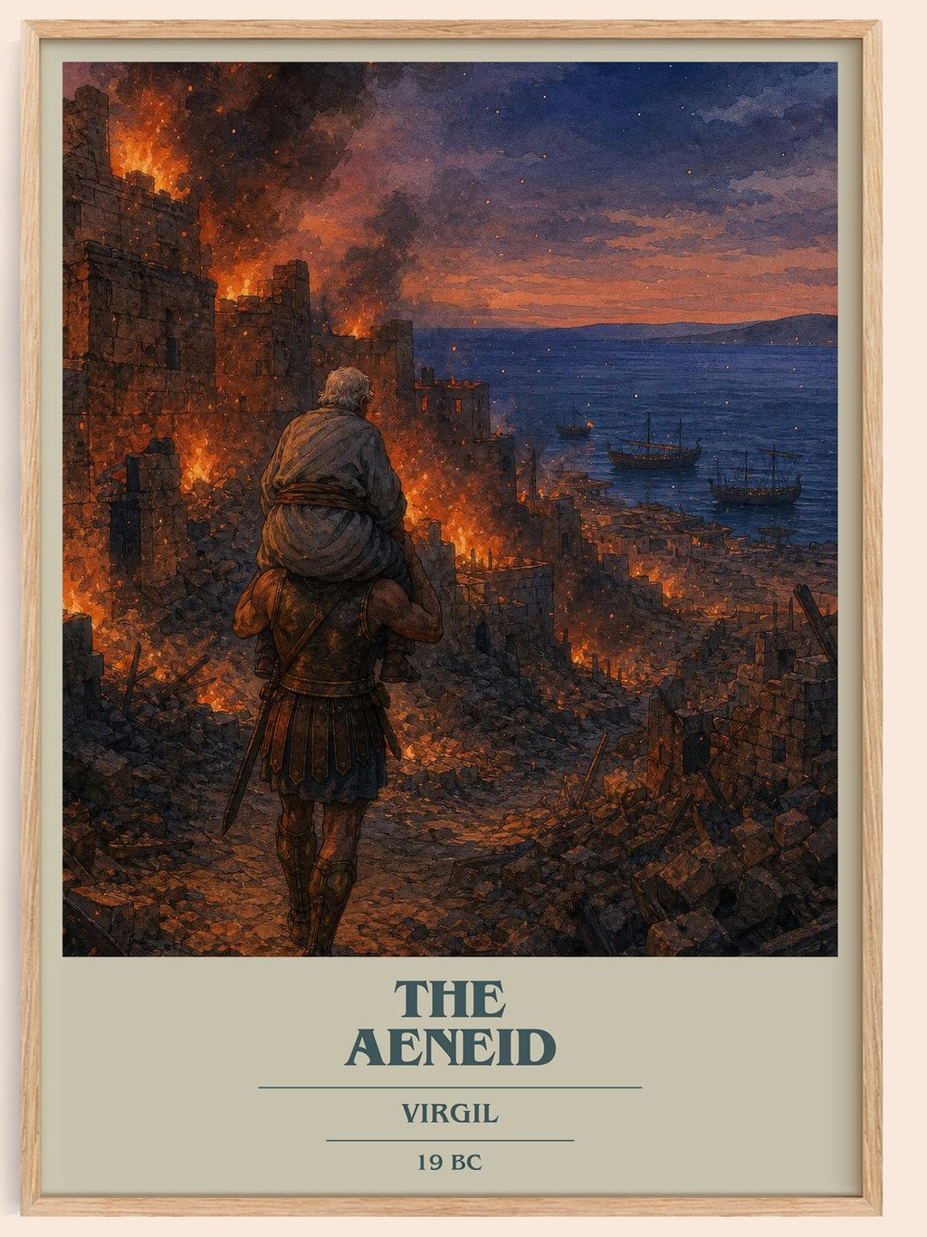 The Aeneid book cover book poster by Virgil – framed literary art print