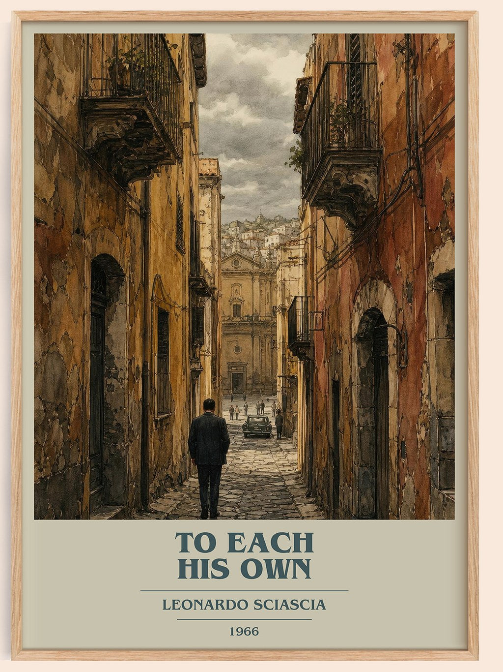 To Each His Own book cover book poster by Leonardo Sciascia – framed literary art print