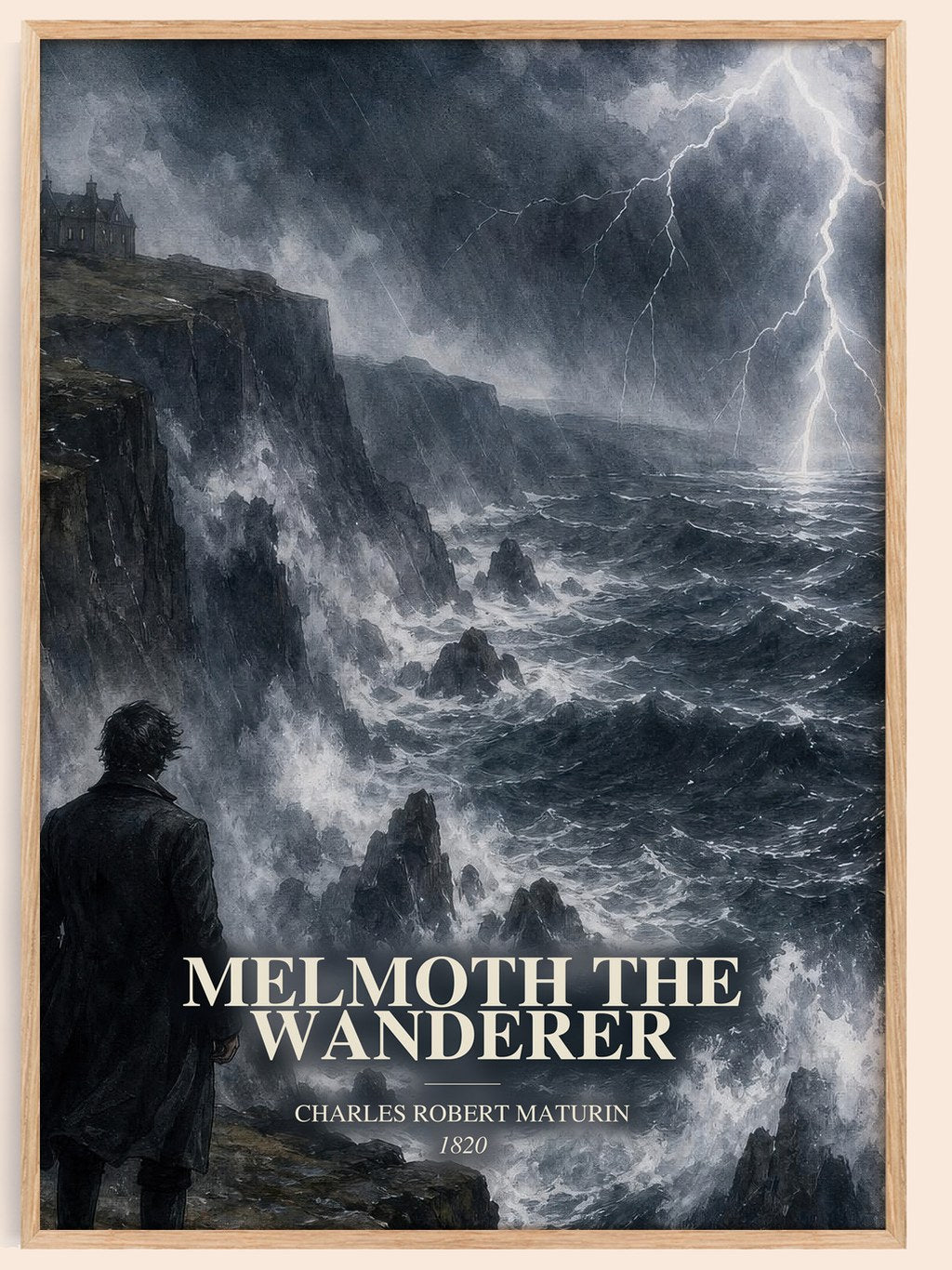 Melmoth the Wanderer watercolour book poster by Charles Robert Maturin – framed literary art print