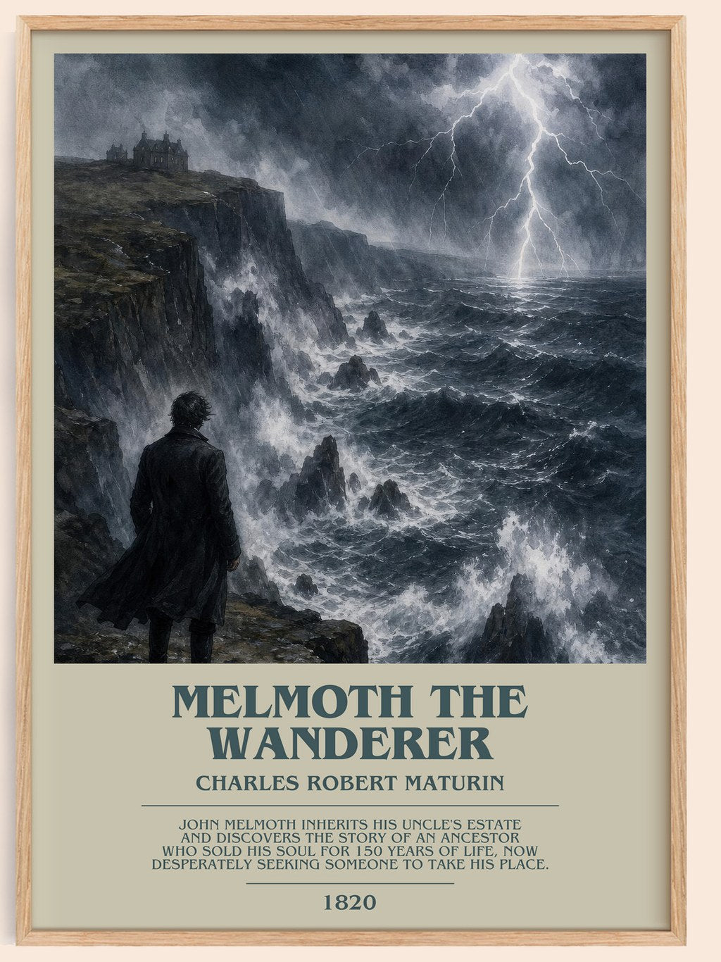 Melmoth the Wanderer bookish book poster by Charles Robert Maturin – framed literary art print