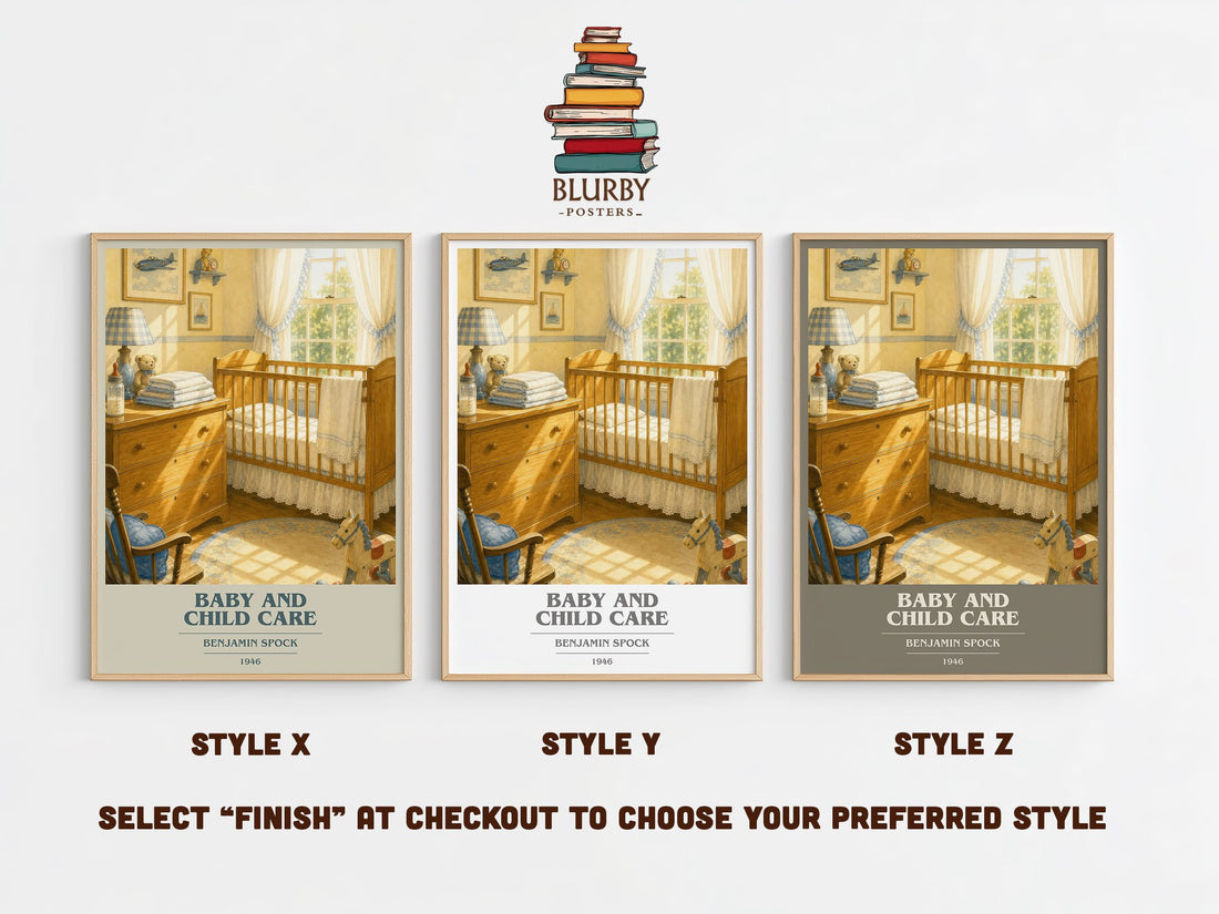 Baby And Child Care book cover print in frame leaning in hallway – __new__:self help wall art (mockup)