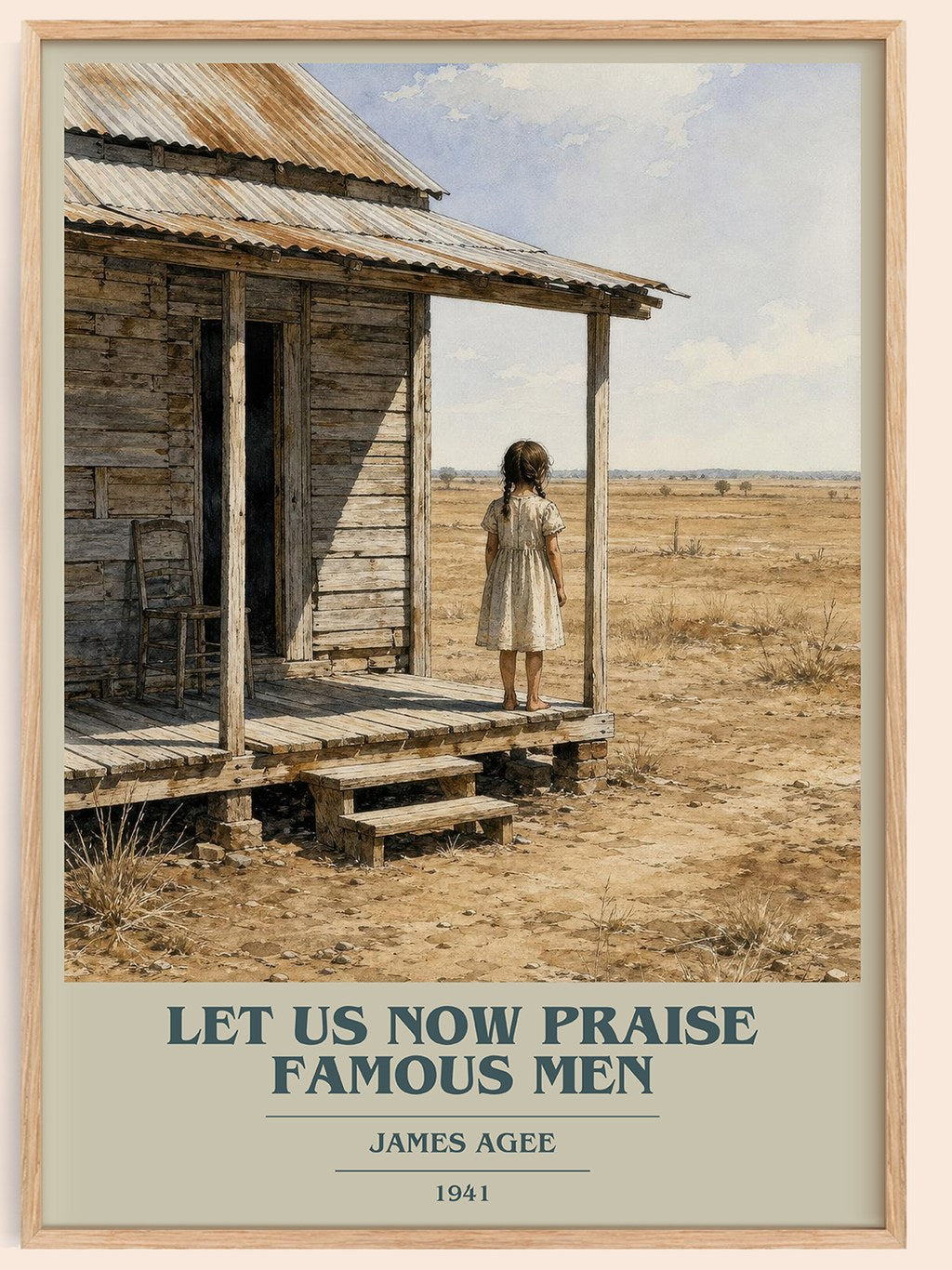 Let Us Now Praise Famous Men book cover book poster by James Agee – framed literary art print