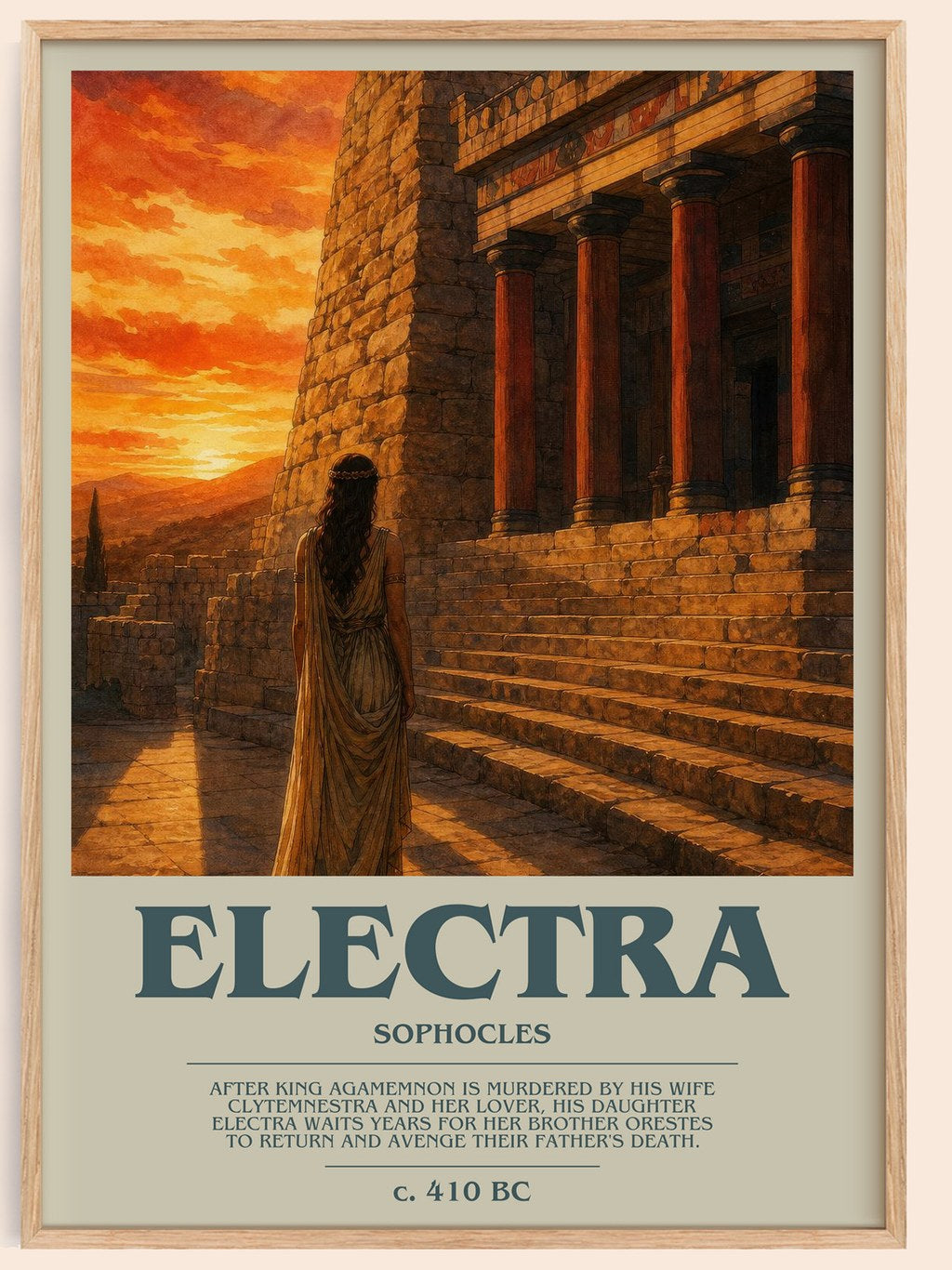 Electra bookish book poster by Sophocles – framed literary art print