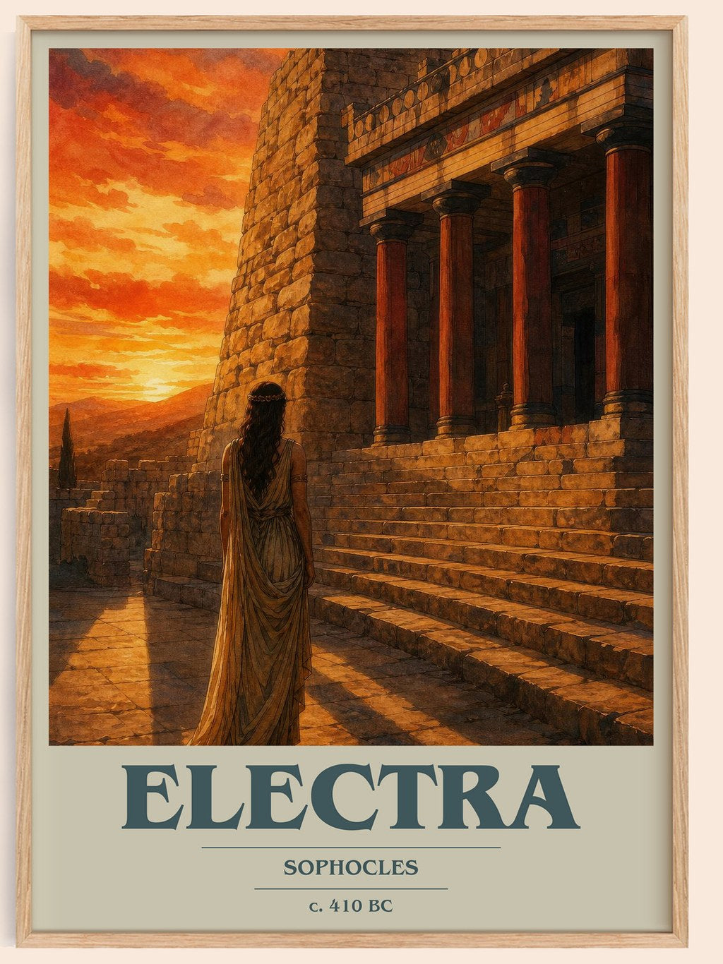 Electra book cover book poster by Sophocles – framed literary art print