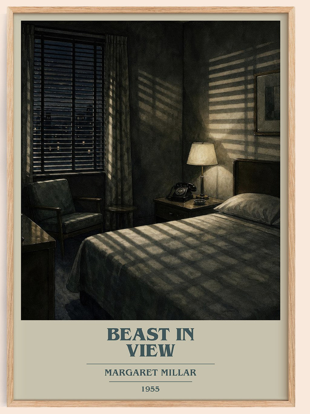 Beast In View book cover book poster by Margaret Millar – framed literary art print