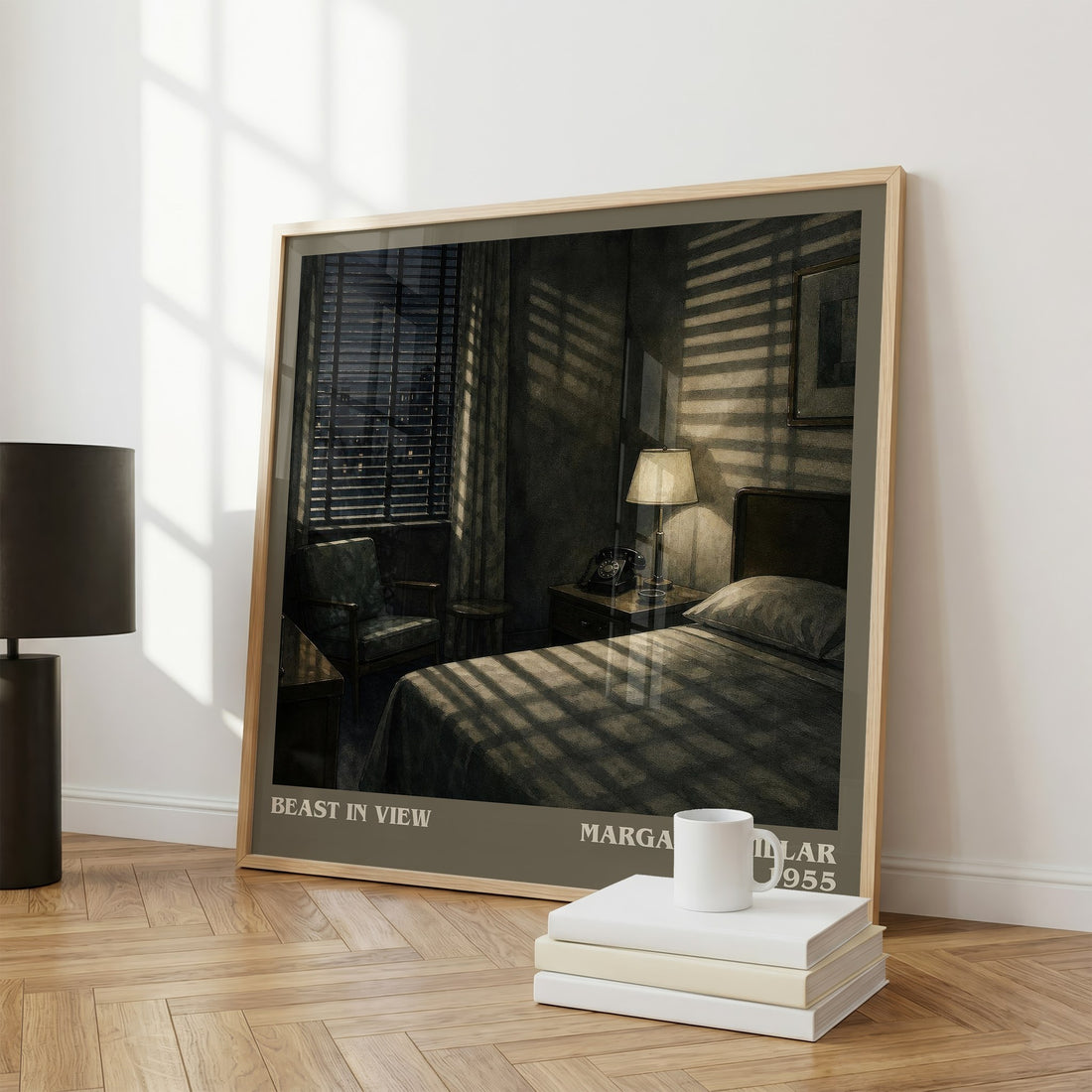 Beast In View literary print framed by window – literary home decor