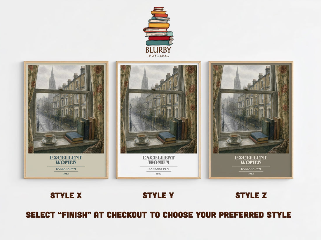 Excellent Women book cover print in frame leaning in hallway – literary fiction wall art