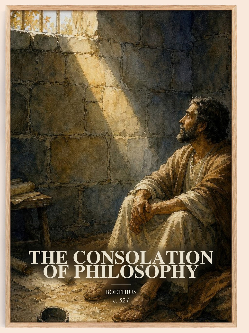 The Consolation of Philosophy watercolour book poster by Boethius – framed literary art print