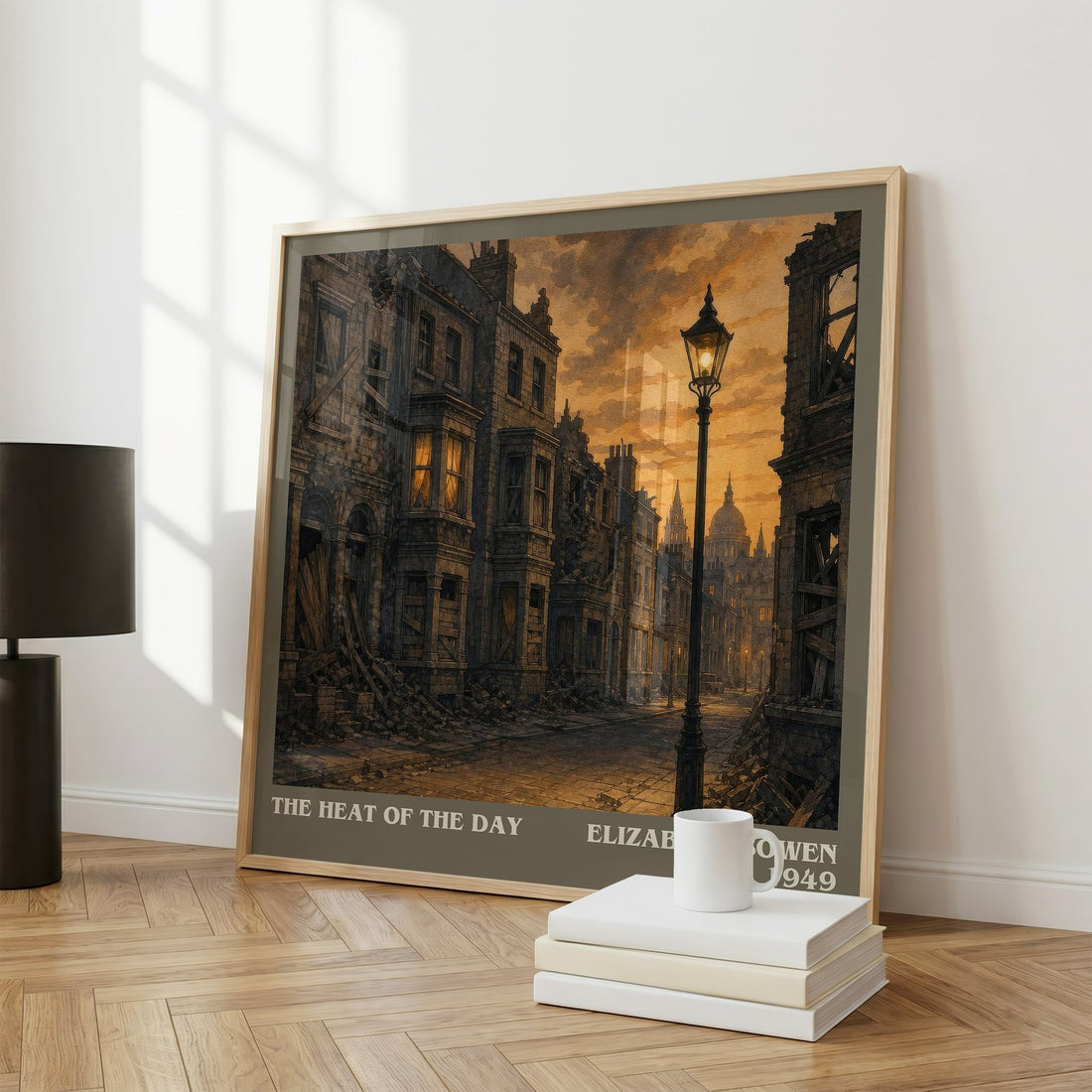 The Heat of the Day literary print framed by window – literary home decor