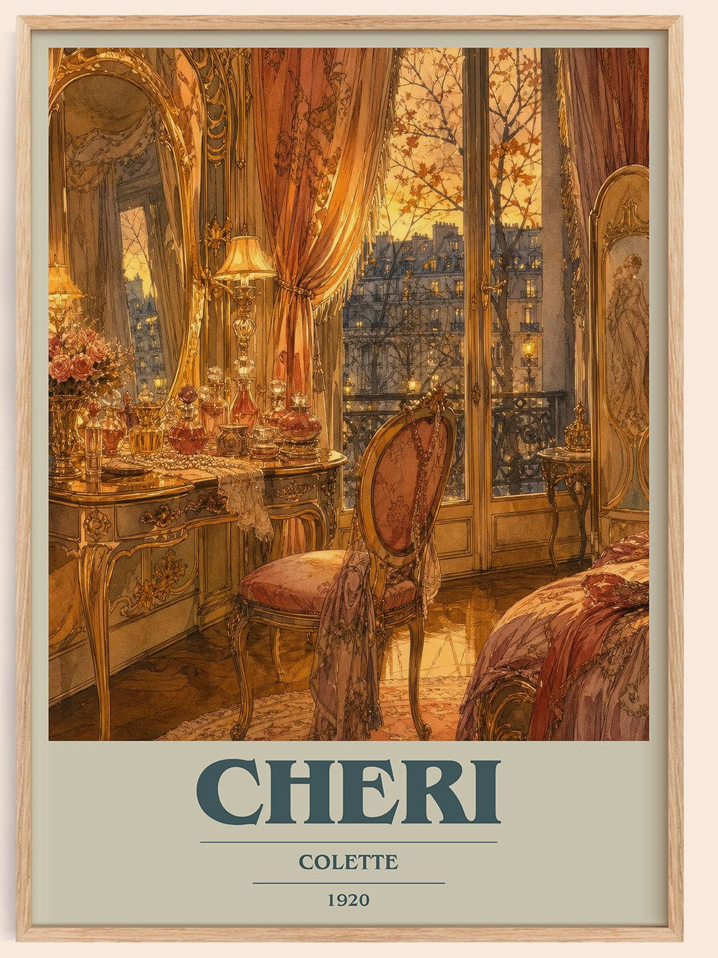 Cheri book cover book poster by Colette – framed literary art print
