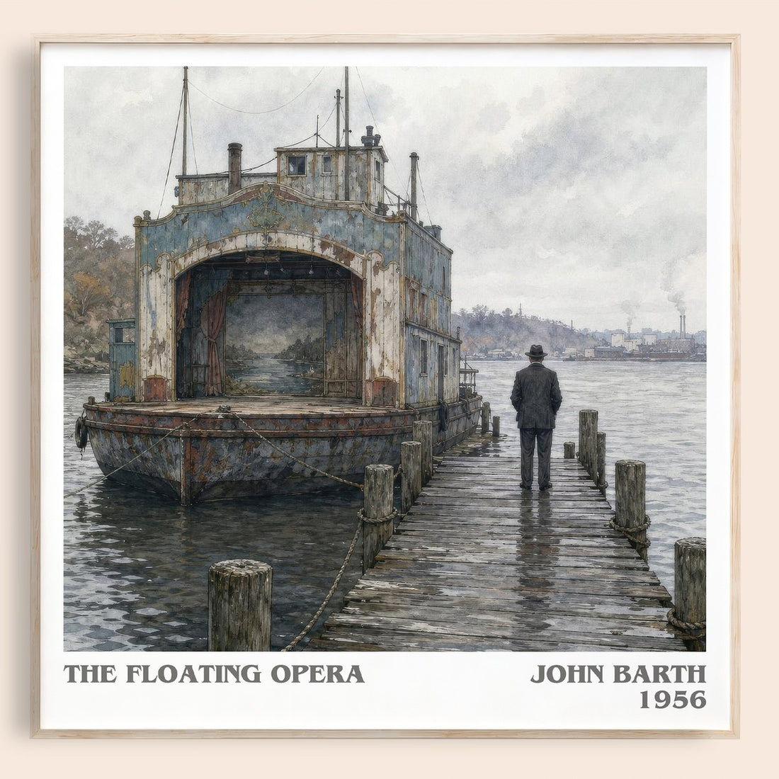 The Floating Opera literary book poster by John Barth – framed literary art print