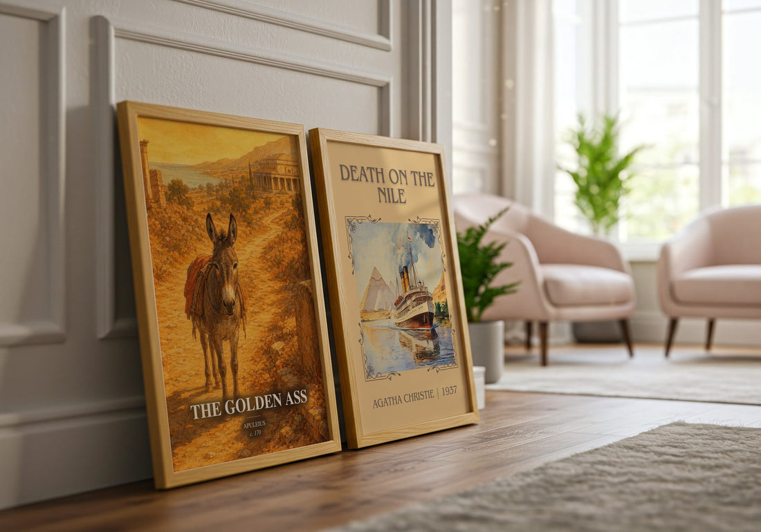 The Golden Ass watercolour print framed by window – literary home decor