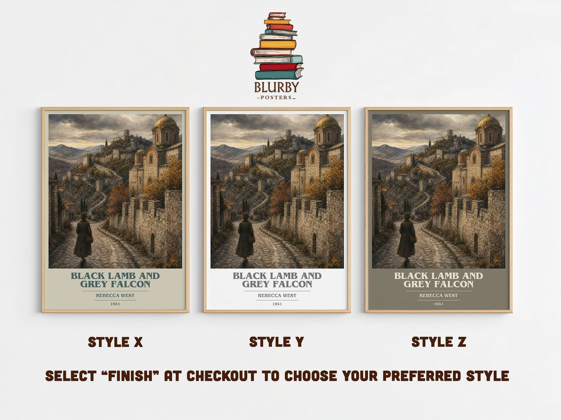 Black Lamb and Grey Falcon book cover print in frame leaning in hallway – non fiction wall art
