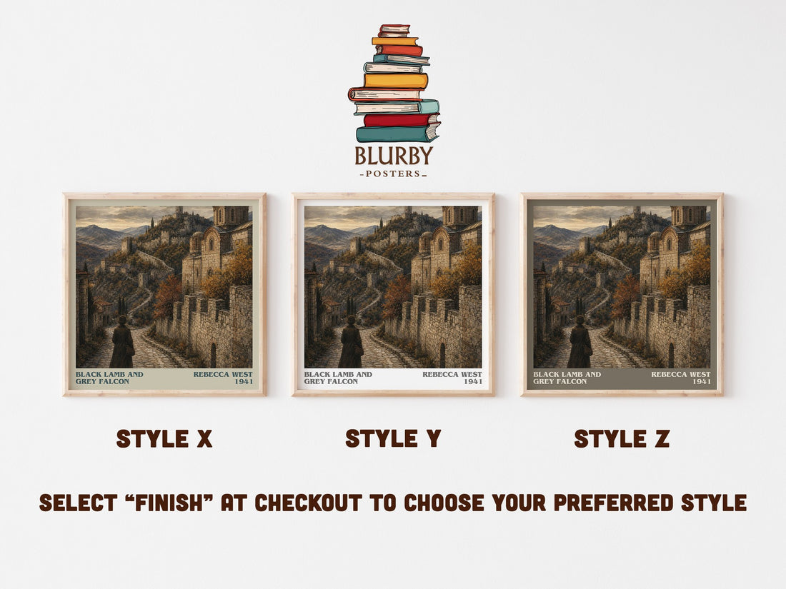 Black Lamb and Grey Falcon literary print in frame leaning in hallway – non fiction wall art