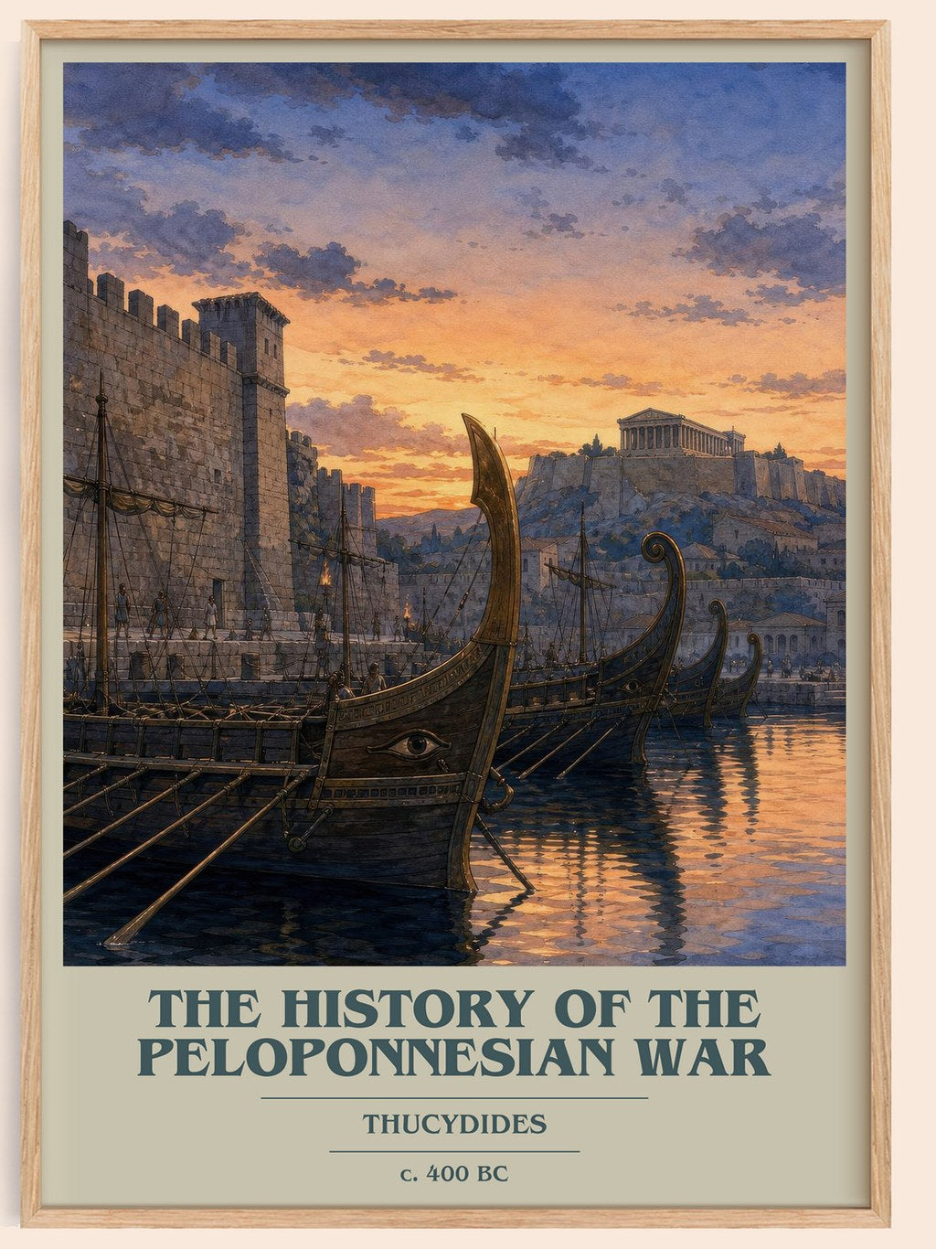 The History of the Peloponnesian War book cover book poster by Thucydides – framed literary art print