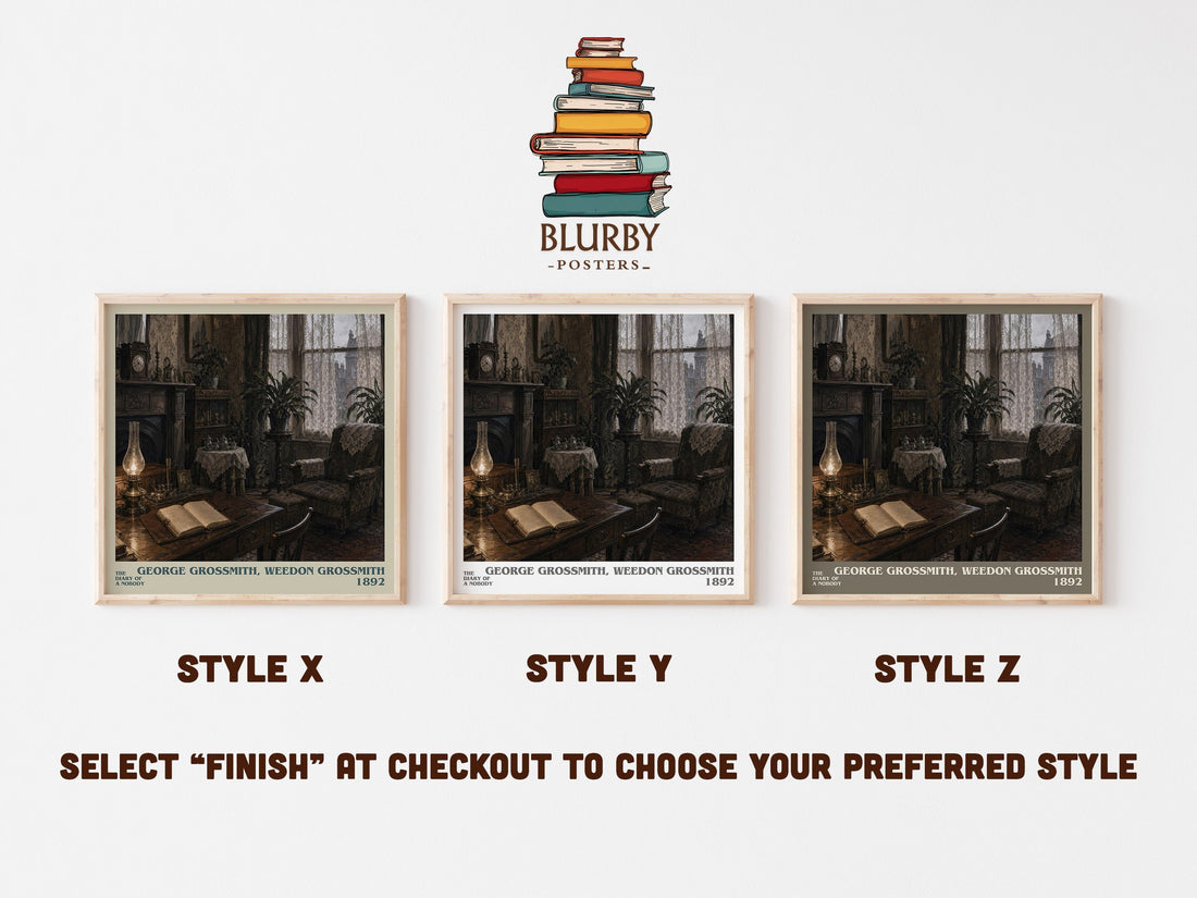 The Diary of a Nobody literary print in frame leaning in hallway – satire wall art