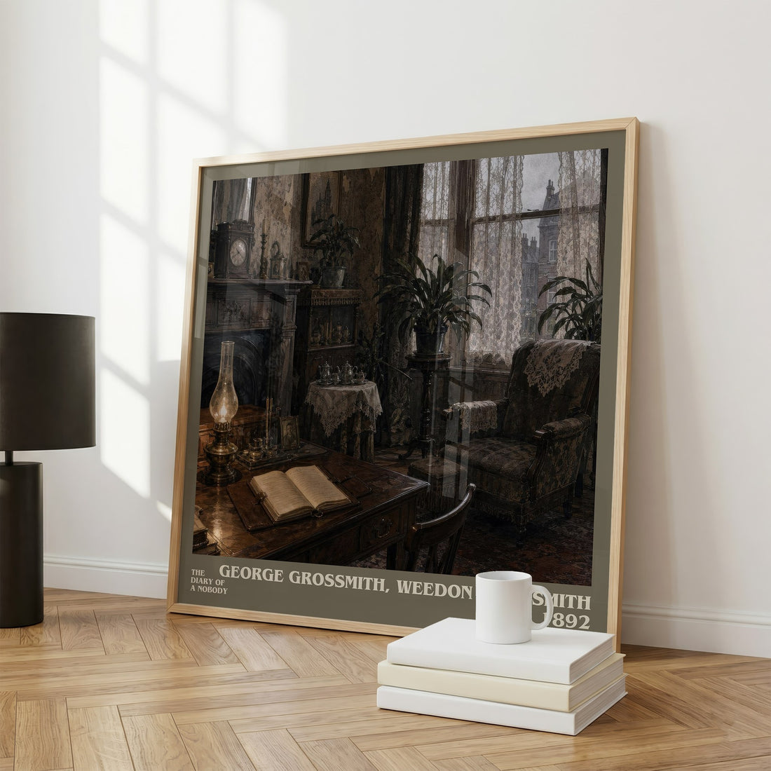 The Diary of a Nobody literary print framed by window – literary home decor