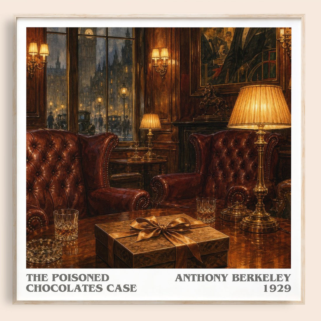 The Poisoned Chocolates Case literary book poster by Anthony Berkeley – framed literary art print