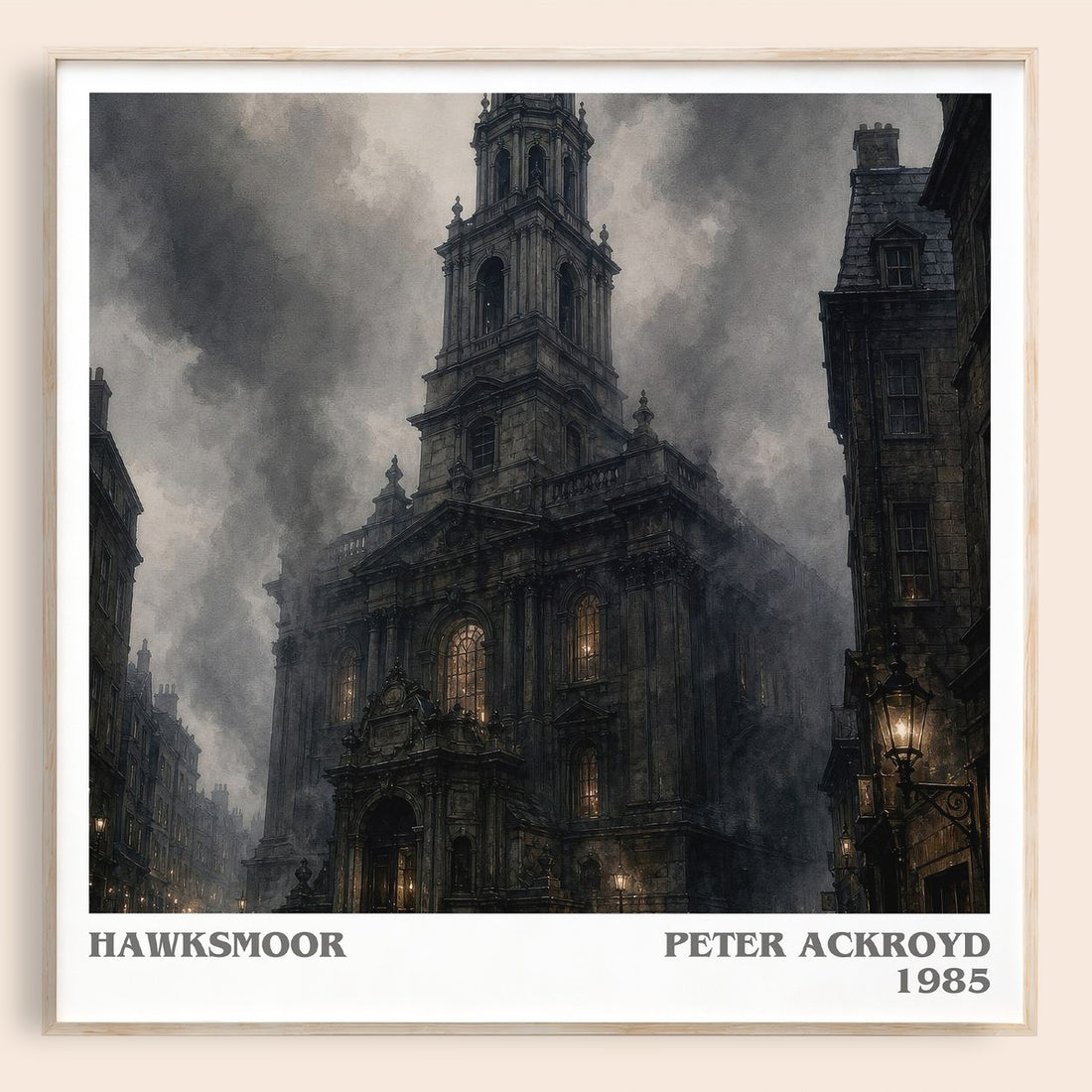 Hawksmoor literary book poster by Peter Ackroyd – framed literary art print