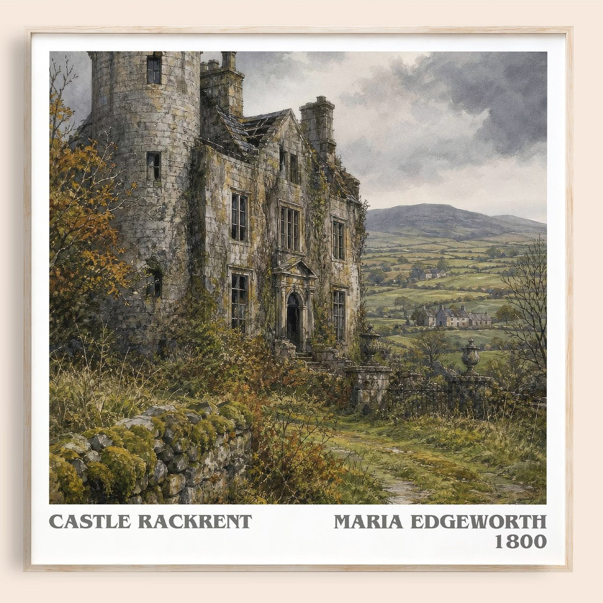 Castle Rackrent literary book poster by Maria Edgeworth – framed literary art print