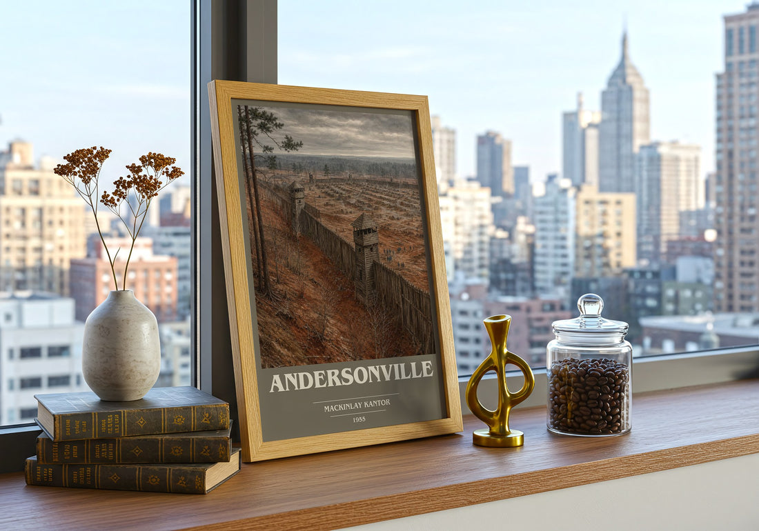 Andersonville book cover print framed by window – literary home decor
