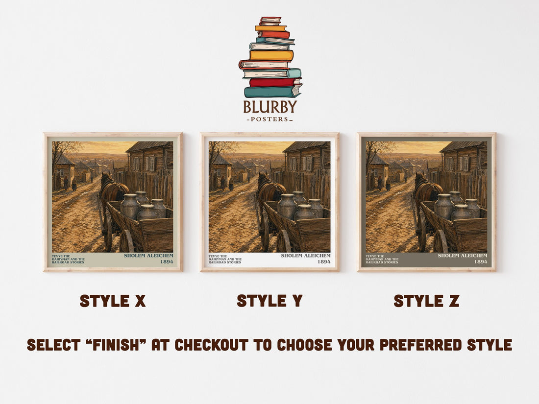 Tevye The Dairyman And The Railroad Stories literary print in frame leaning in hallway – classic literature wall art (mockup)