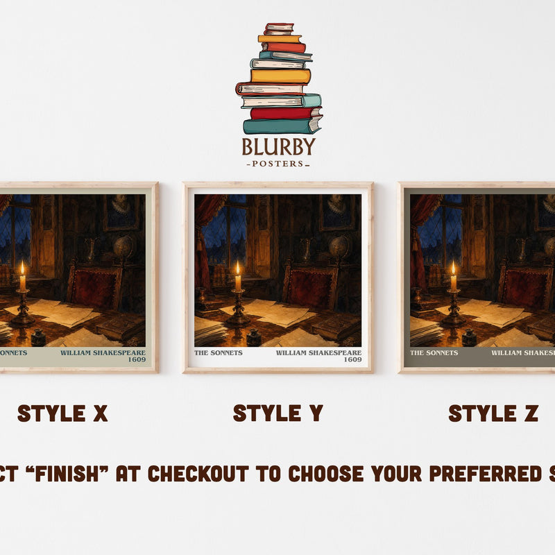 The Sonnets literary print in frame leaning in hallway – poetry wall art